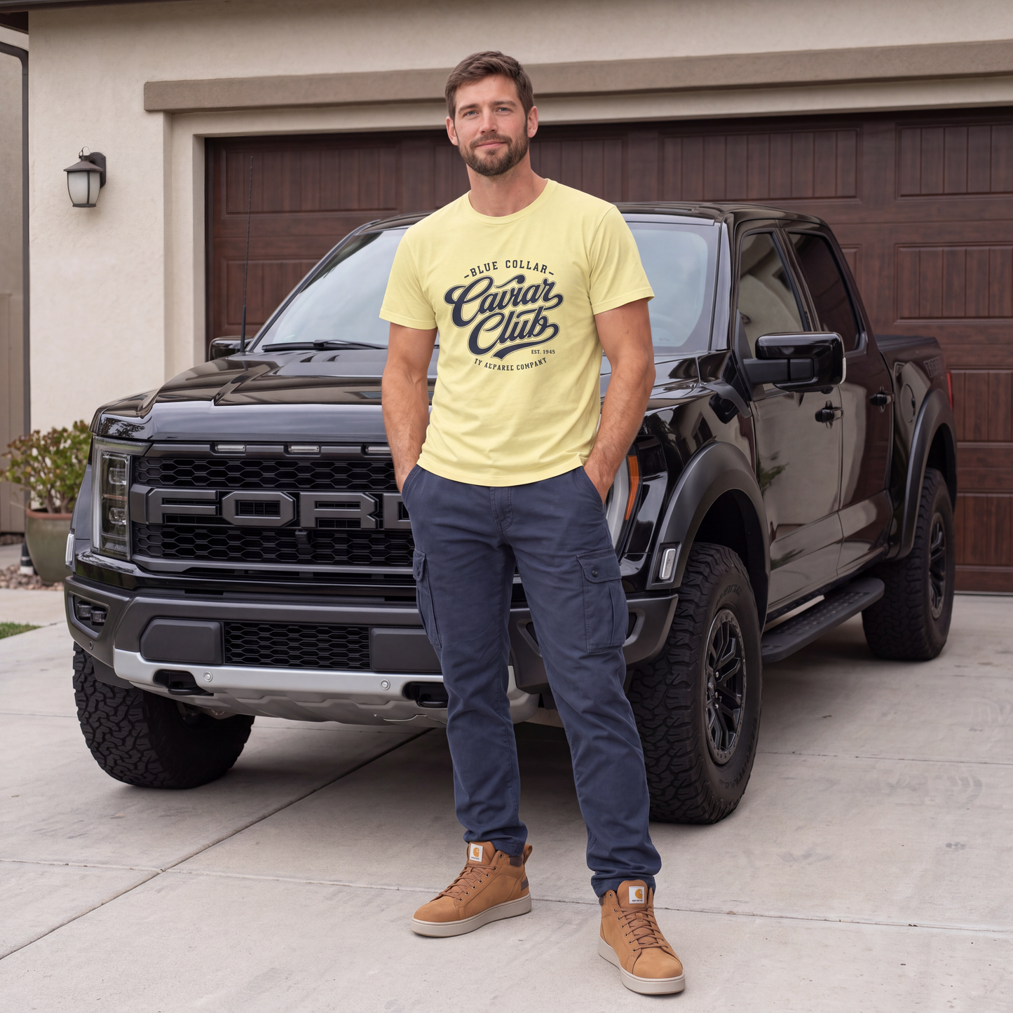 Blue Collar Caviar T-Shirt lifestyle product photo by OV Apparel Company