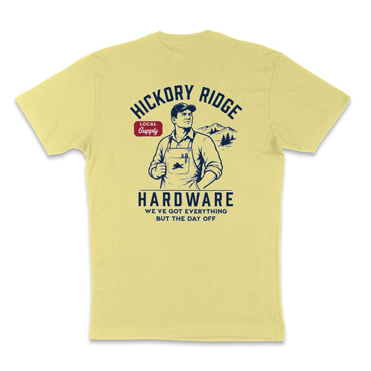 Hickory Ridge Hardware Tee back graphic Appalachian hardware store shirt