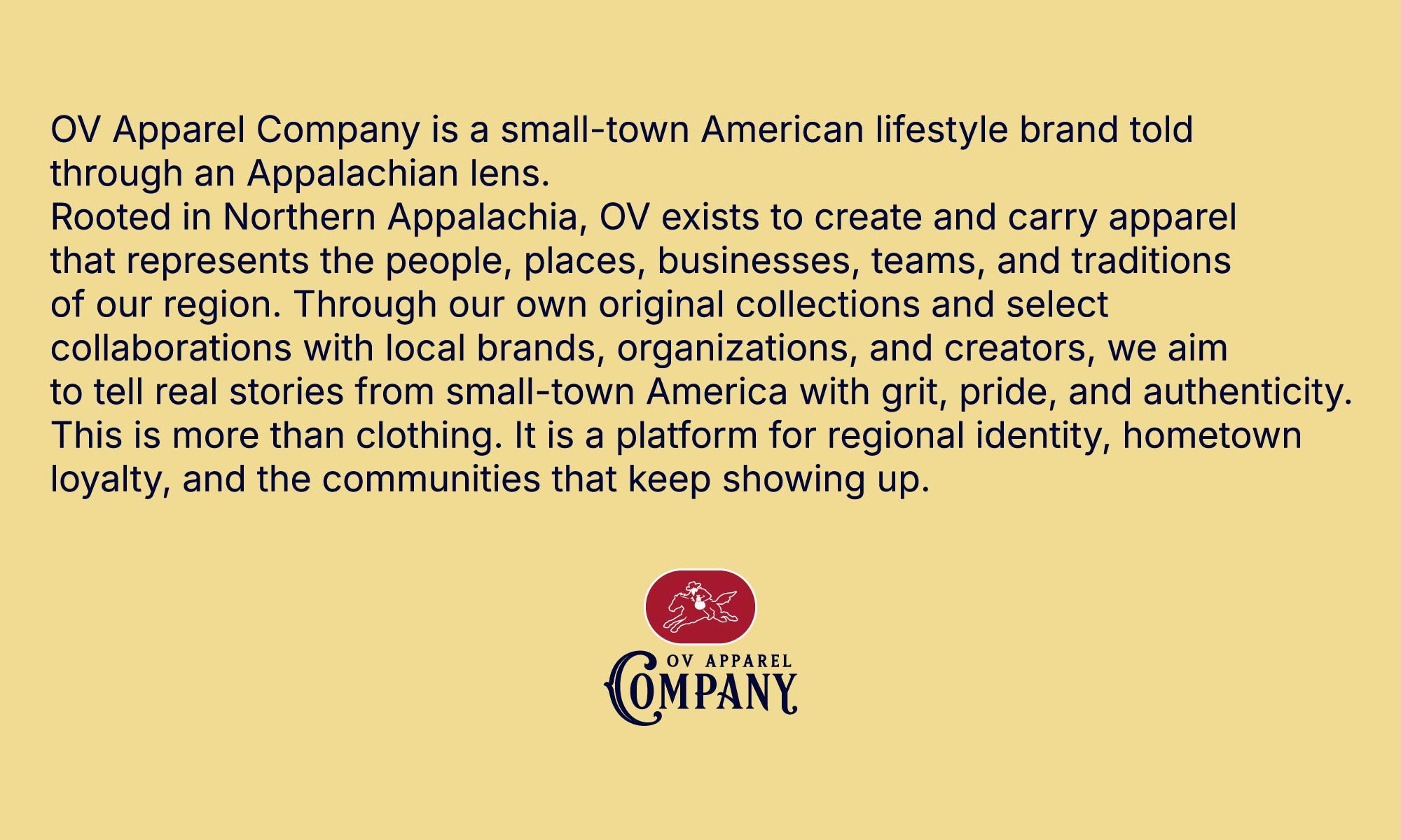 OV Apparel Company about footer graphic